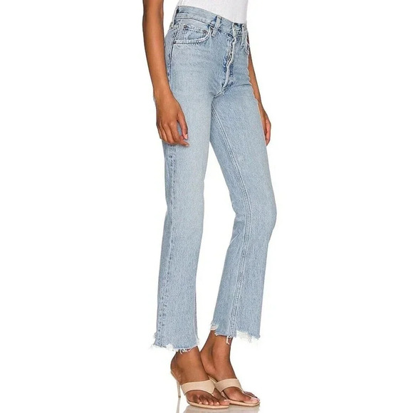 AGOLDE Mid Rise Relaxed Boot Cut Jeans in Curio Light Denim Organic Cotton 26 - Picture 2 of 14